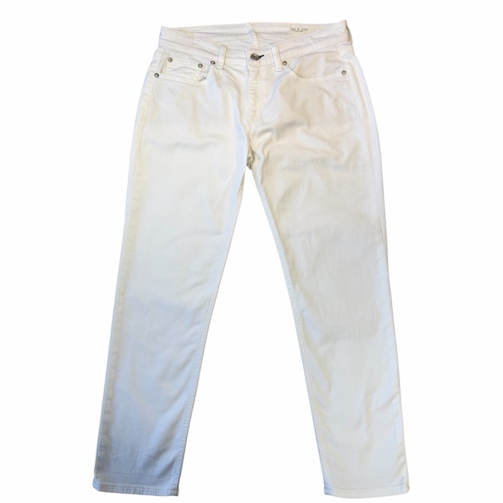 ✅ Rag & Bone White Dre Low Rise Slim Boyfriend Jeans size 27